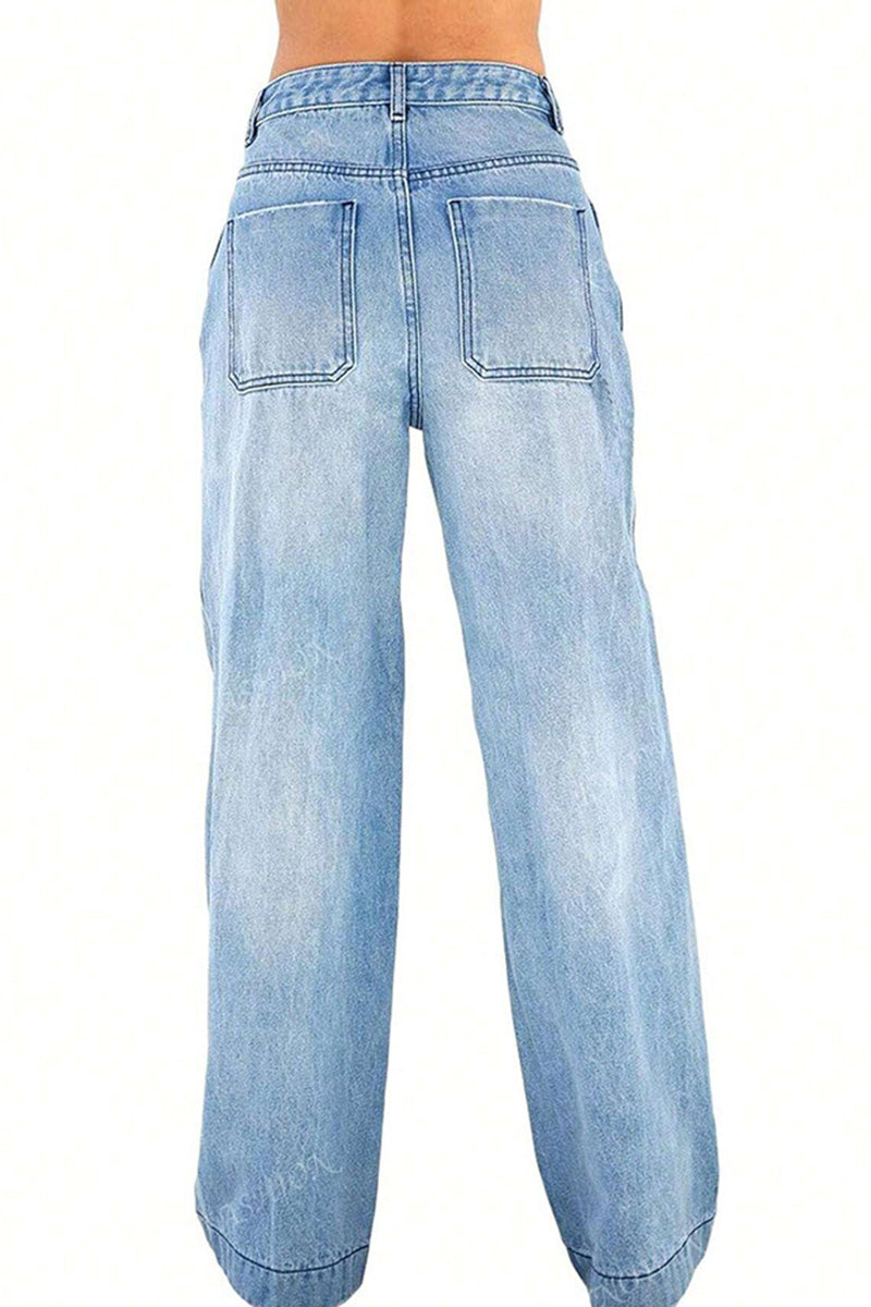 Women's Vintage Washed Wide Leg Jeans