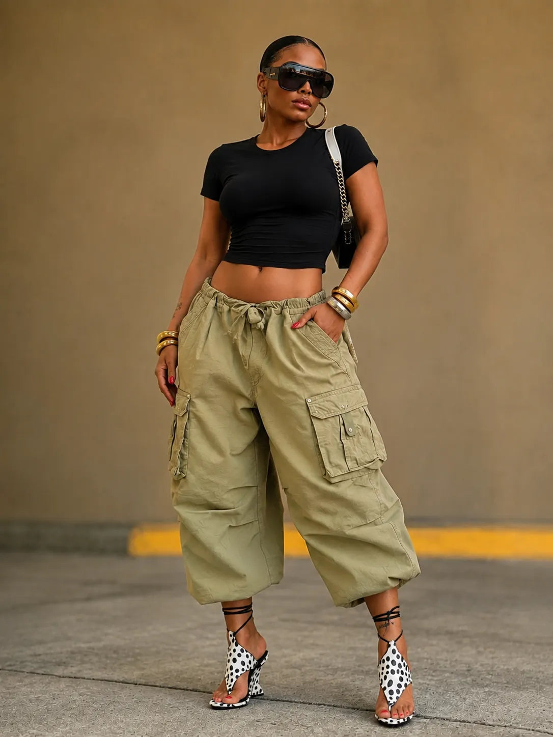 Women's Multi-Pocket Capri Cargo Pants
