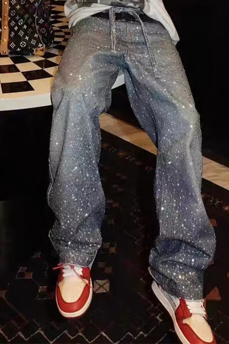 Women's Elegant Drifting Rope Crystal Jeans