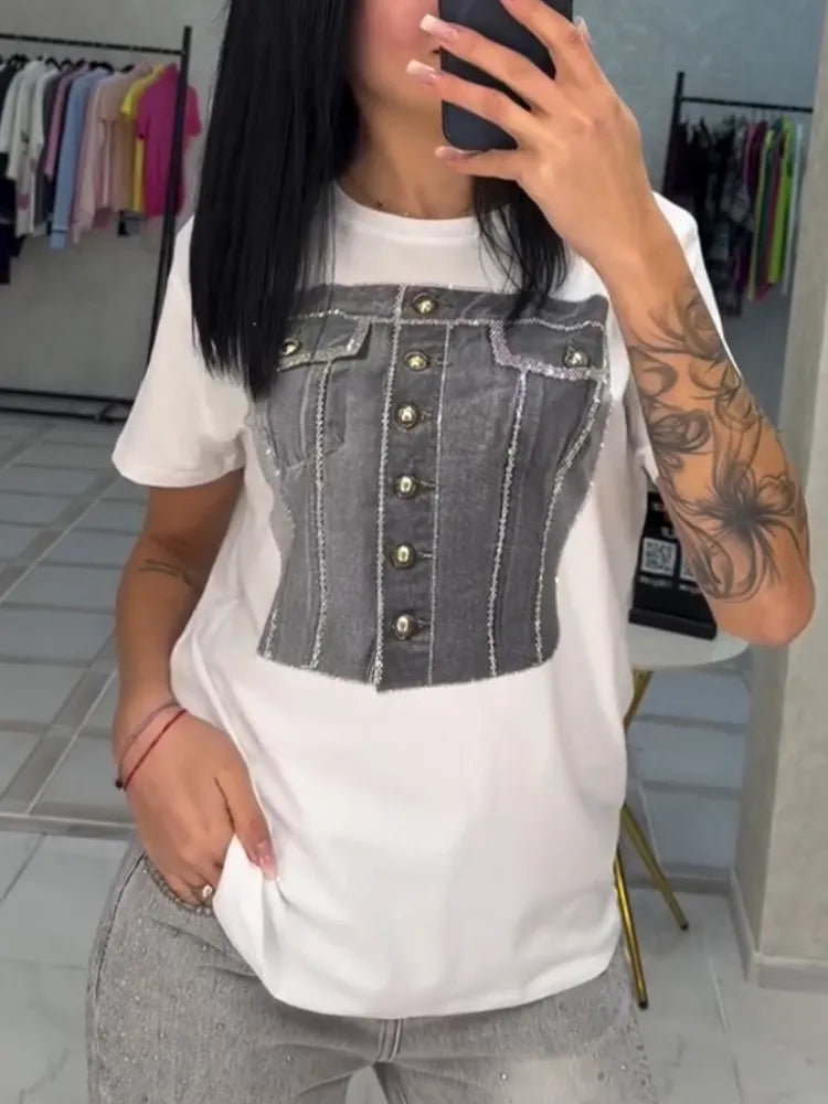 Women Round Neck Casual Top