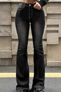 Casual Bleach Wash Micro Flare Leg Jeans