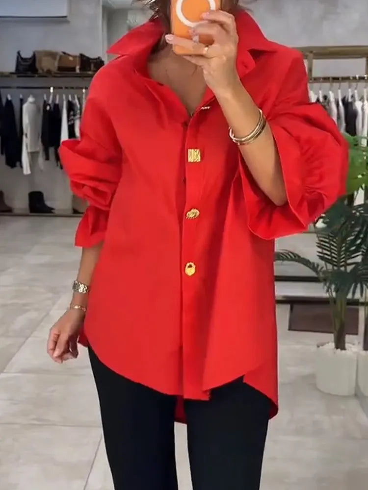 Women Collar Irregular Casual Shirt