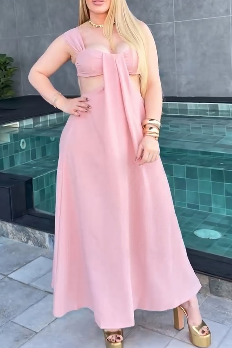 Women's Casual Waist Cut-Out Vest Maxi Dress