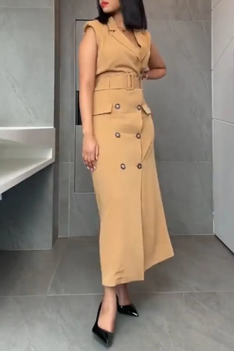 Women's Collar Double Breasted Elegant Temperament Dress