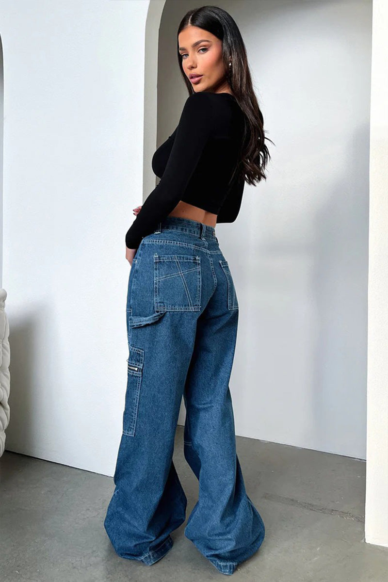 Women's Baggy Ankle-Dragging Design Jeans