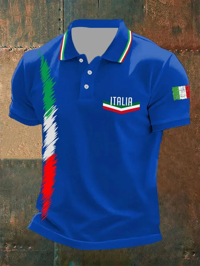 Men's Vintage Italy Printed Casual Polo Shirt