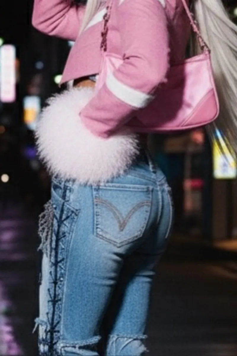 Women's Fashion Denim Panel Deconstructed Jeans
