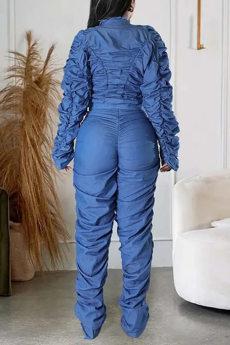 Women's Ruched Zip-Up Jacket or Stacked Pants