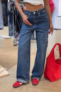 Women's Wing Printed Casual Washed Jeans