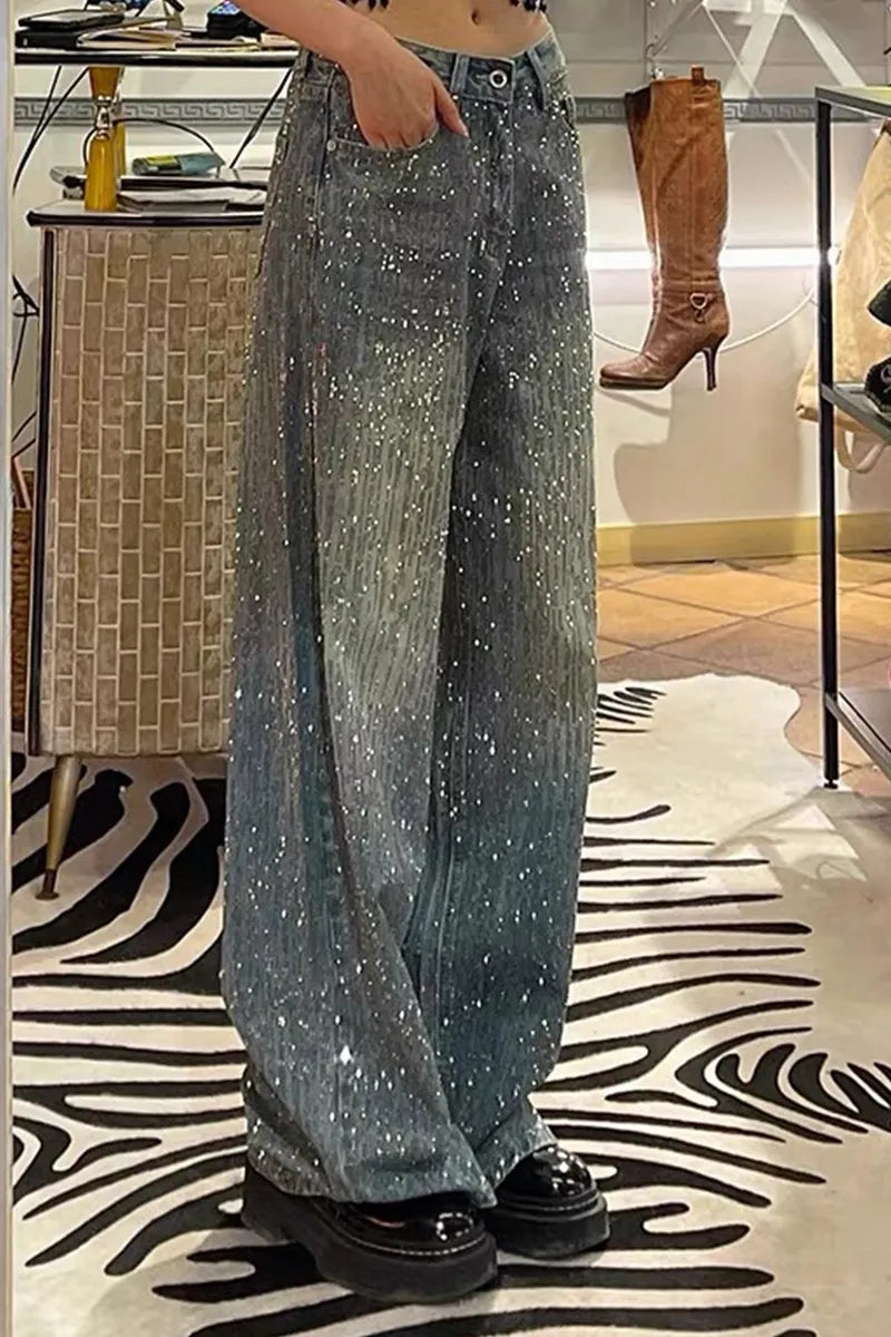 Women's Rhinestone-Embellished Relaxed-Fit Jeans