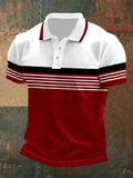 Men's Business Print Short Sleeve Button-Down Polo Shirt