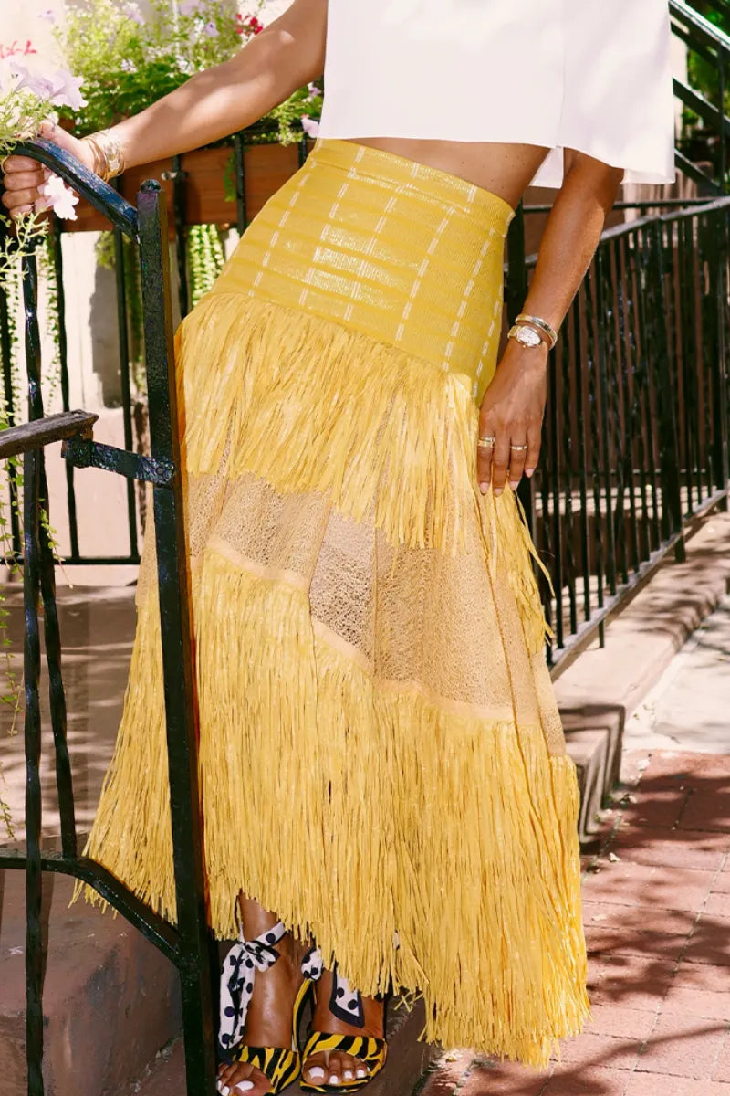 Women's Patchwork Tassel Elegant Casual Half Skirt