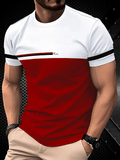 Men's Business Stripe Logo Print Short Sleeve T-Shirt