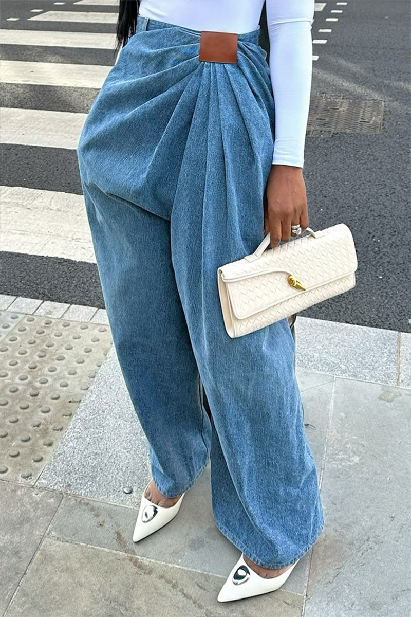 Women's Street Style Flared Jeans with Chic Waist Design