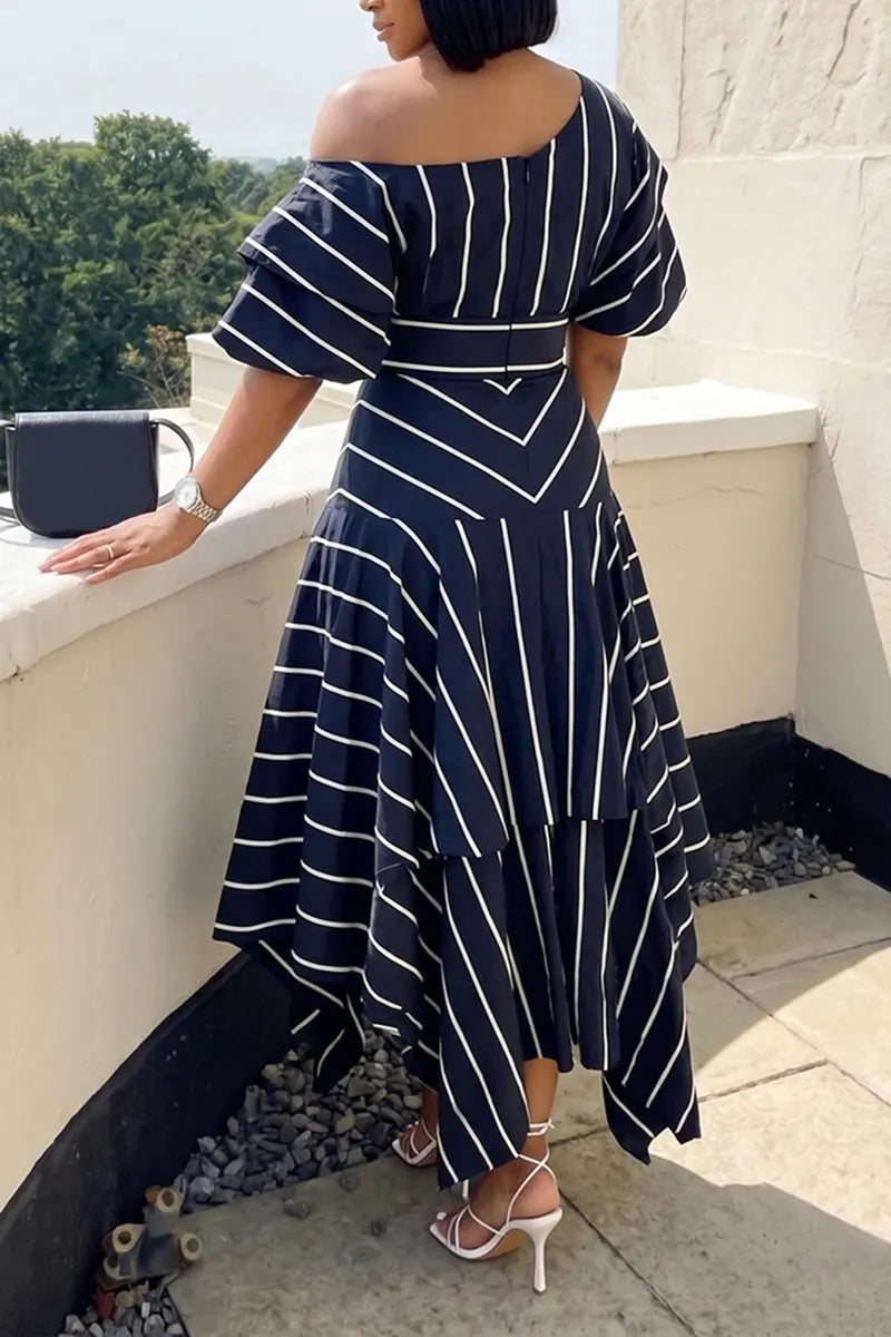 Women's Elegant Shiny Sequins Ruffle Hem Gown Dress