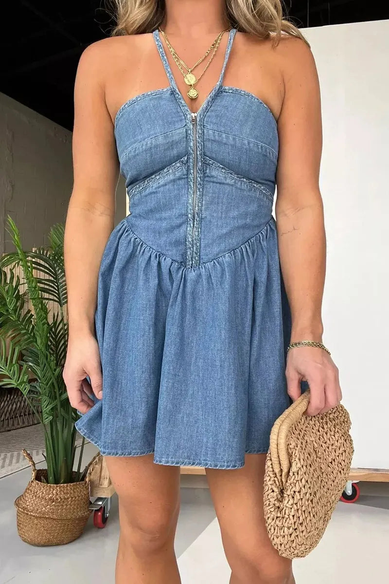 Women's Sexy Backless Denim Mini Skirt