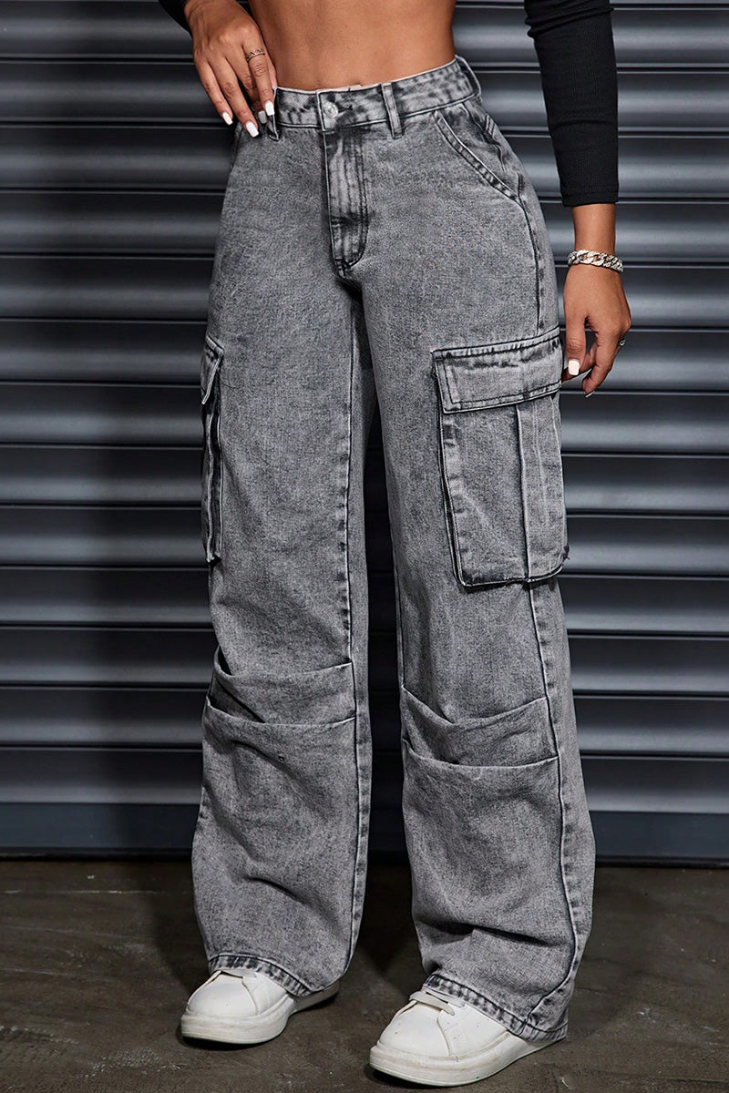 Women's Chic Street Pocket Denim Jeans