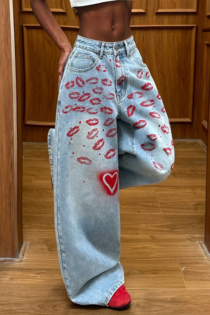 Women's Casual Rhinestone Rivet Decoration Jeans