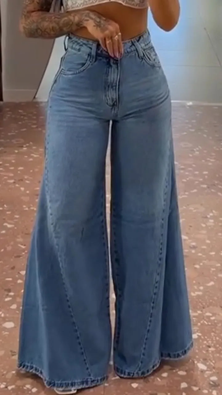 Women Spliced Casual Denim Jeans