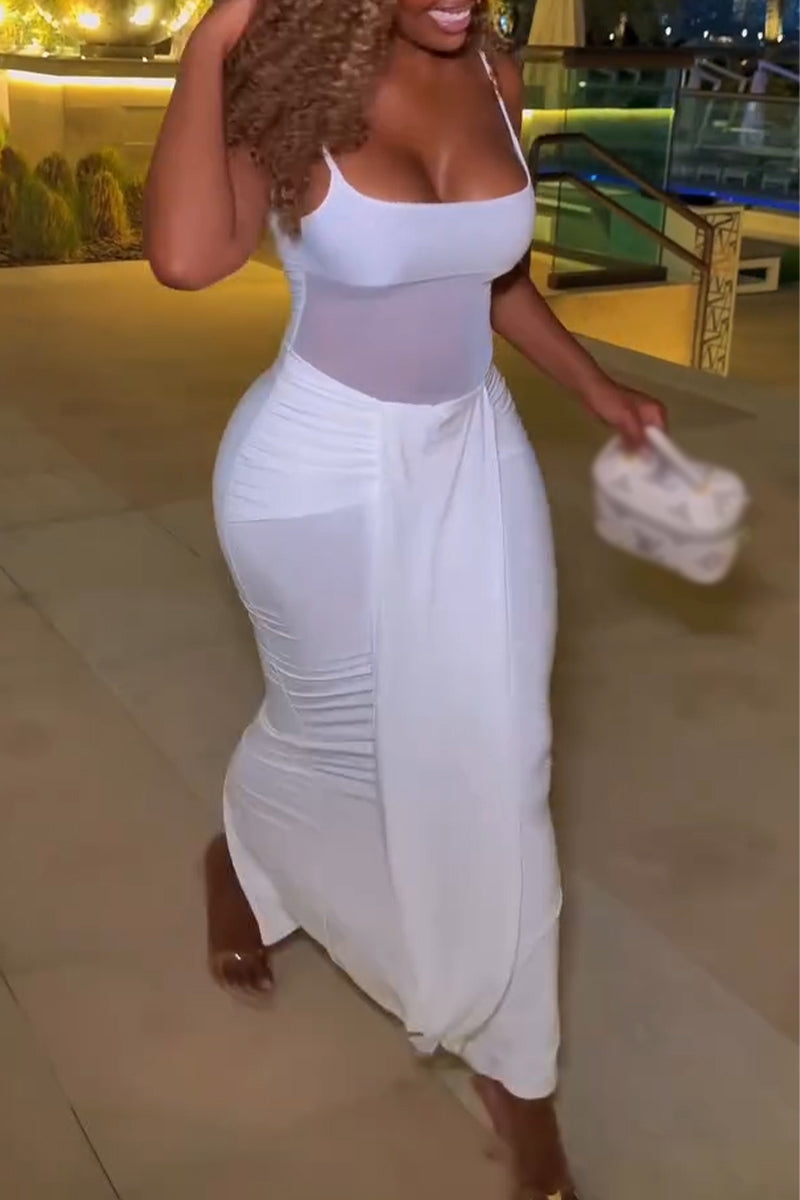 Women's Spaghetti Strap Patchwork Slim and Sexy Casual Dress
