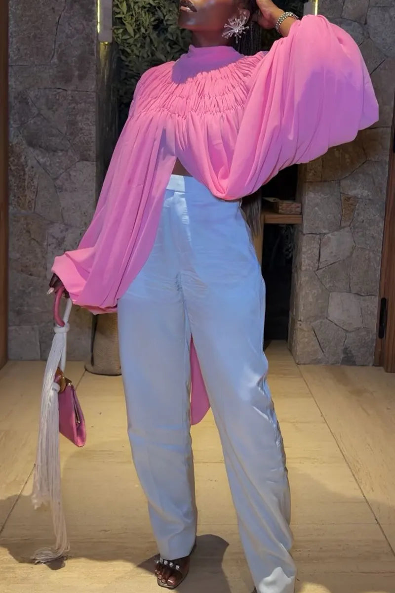 Women's Casual Round Neck Spliced Solid Color Top or Pants