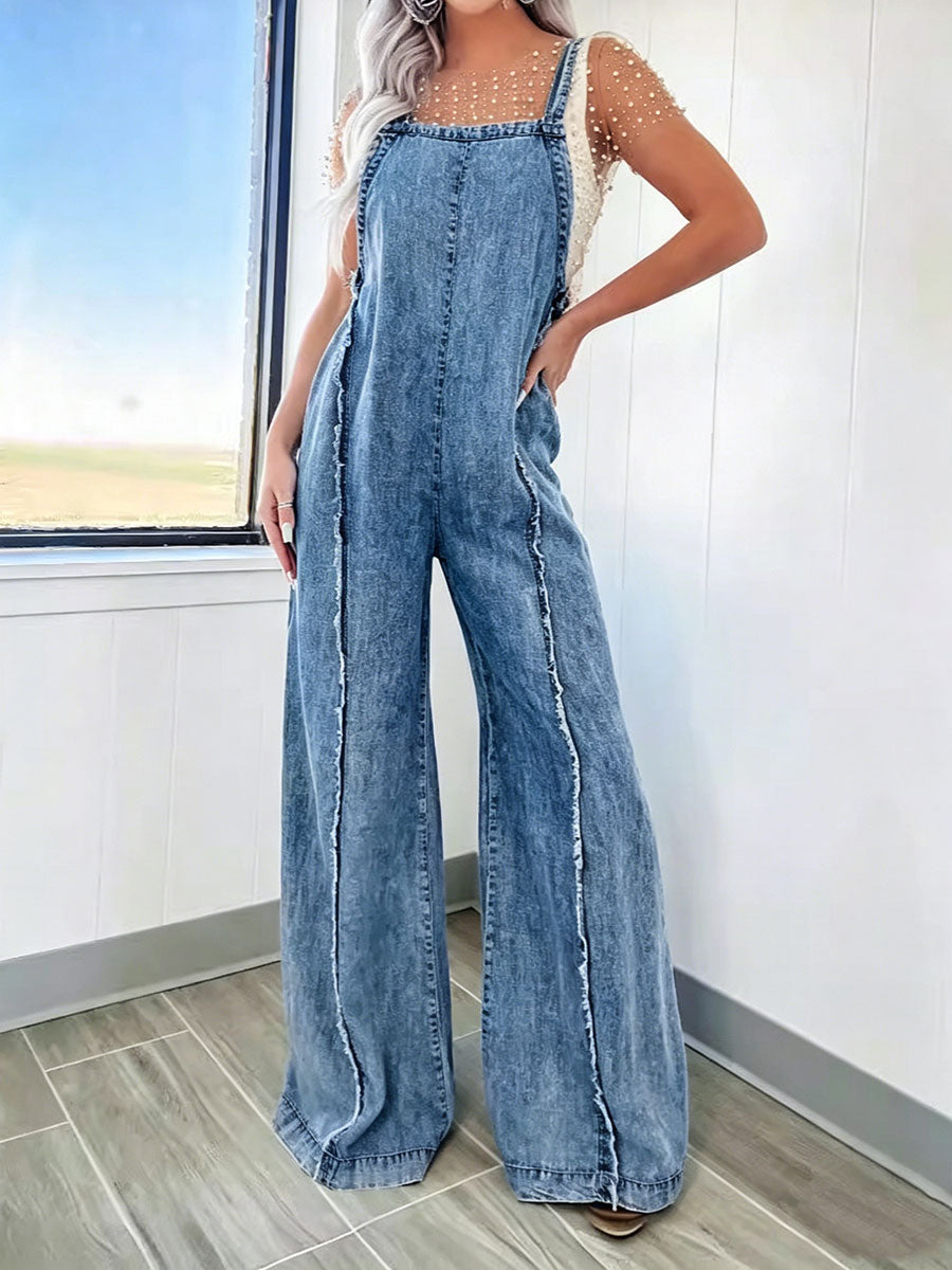 Women's Casual Cotton Denim Jumpsuit