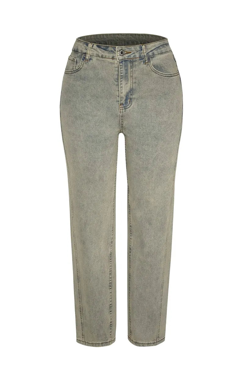 High Street Straight Leg Stretch Jeans For Women