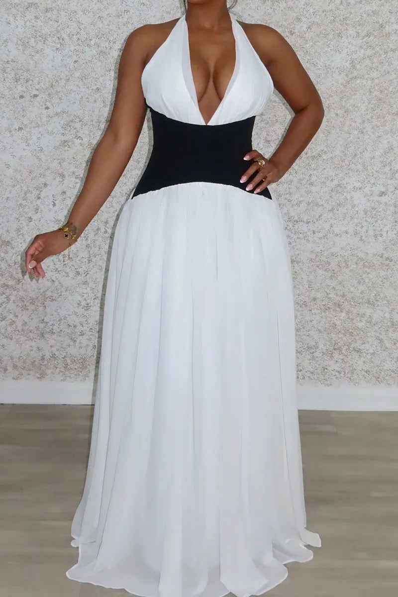 Women's Elegant Color Block Long Dress