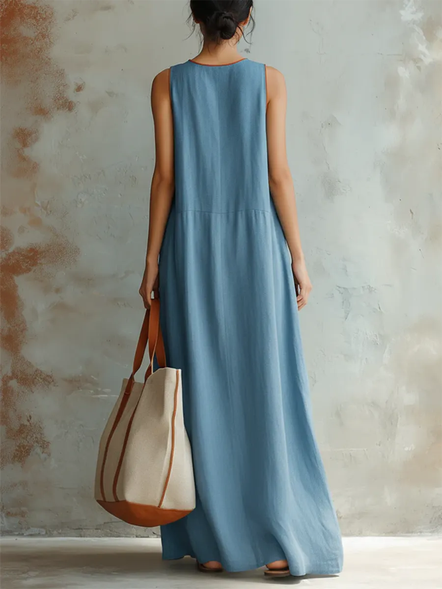 Cozy & Lightweight Contrast Trim Denim Dress