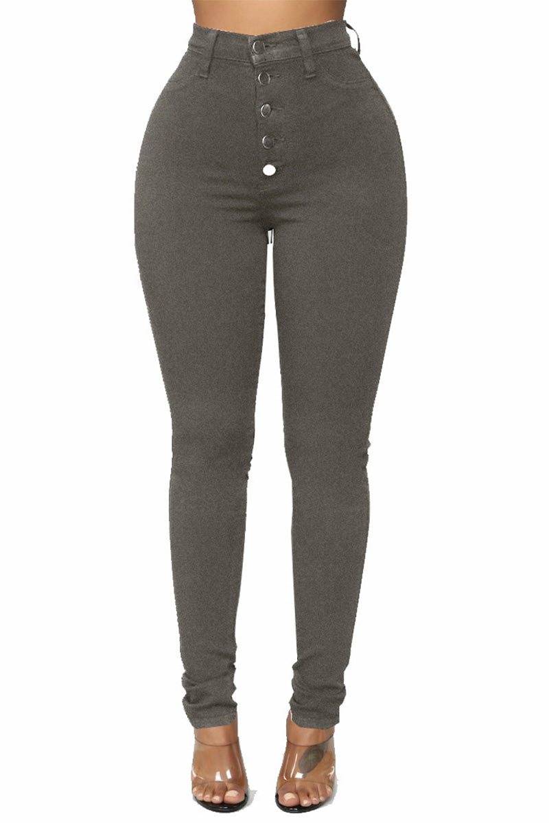 Women’s High-Waist Button-Up Skinny Jeans
