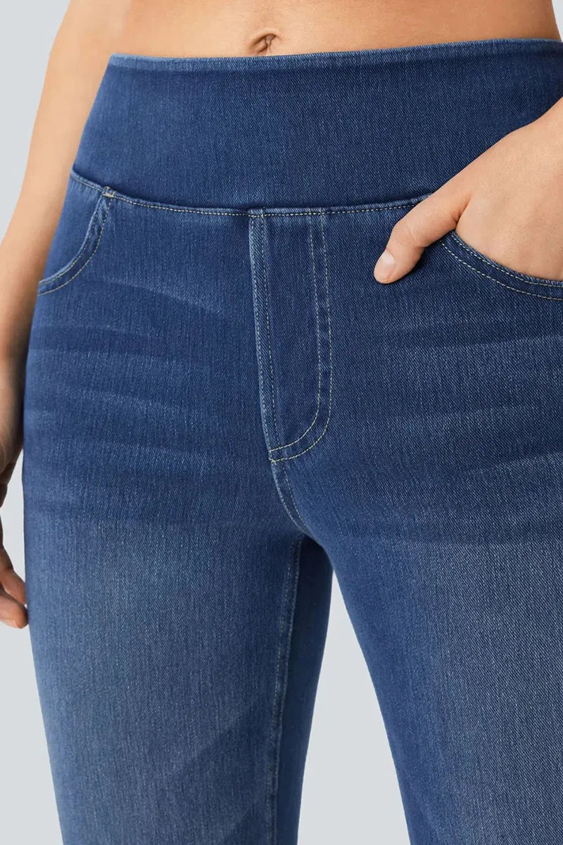 Ladies' Fashion Slim-Fit Draping Jeans