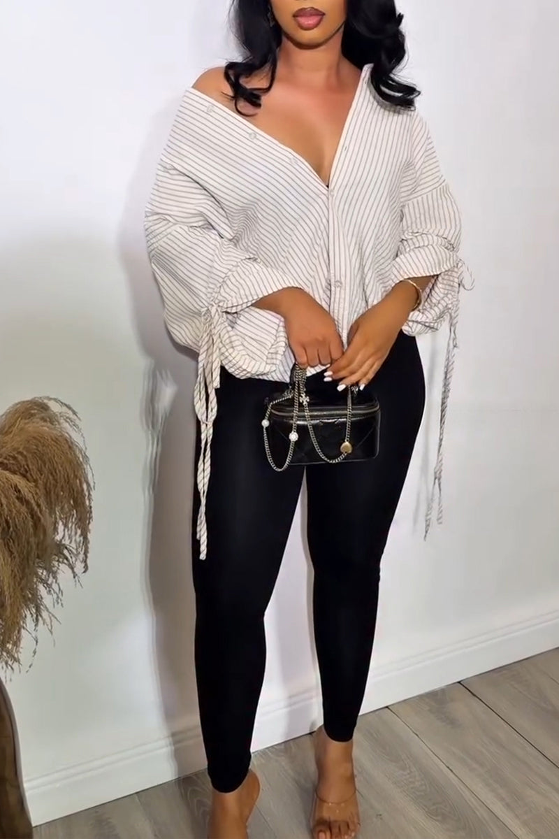 Women's Casual-Fashion Tie-Cuff Loose Blouse