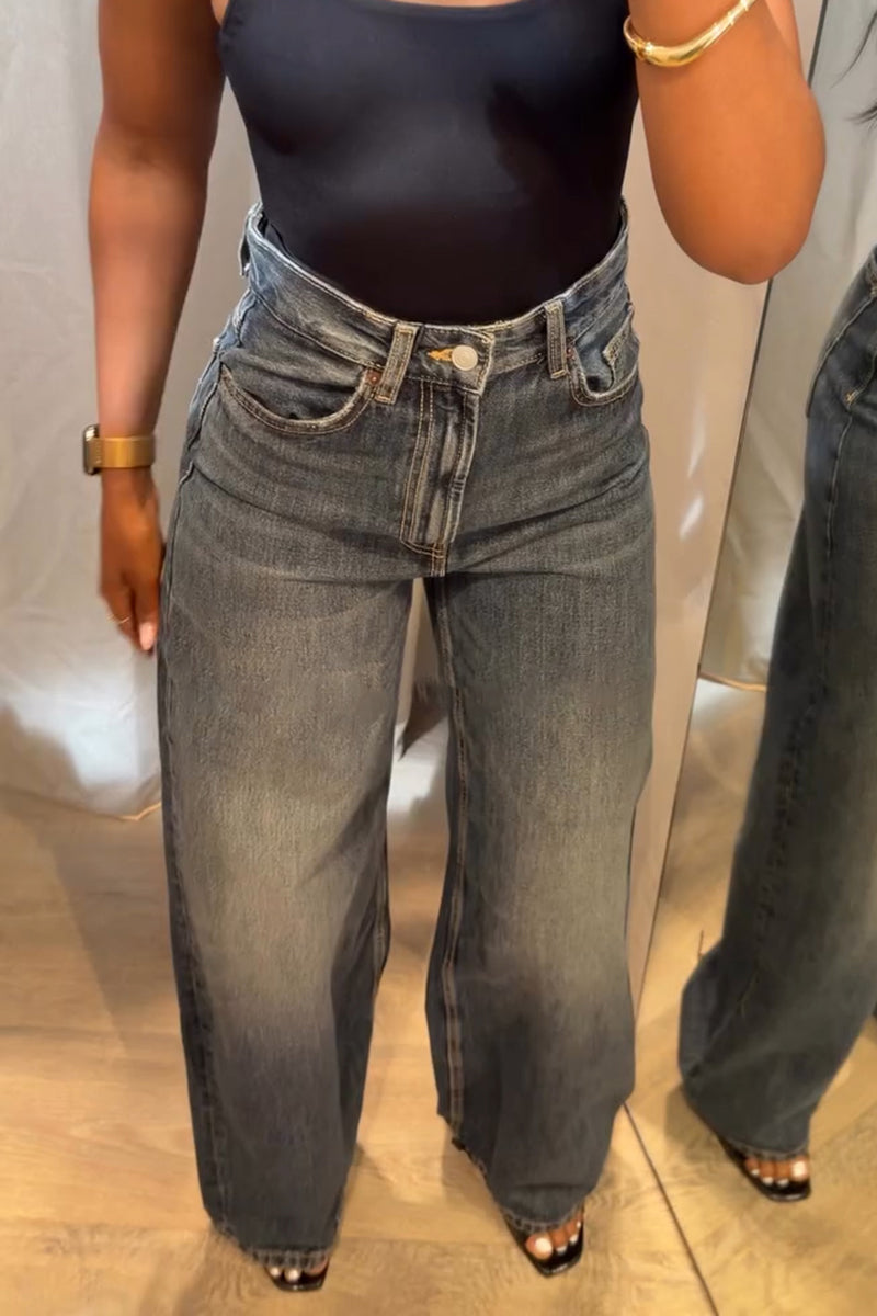 Women's Casual Classic Wide Leg Jeans