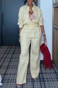 Women's Collar Patchwork Solid Color Elegant Casual Jumpsuit
