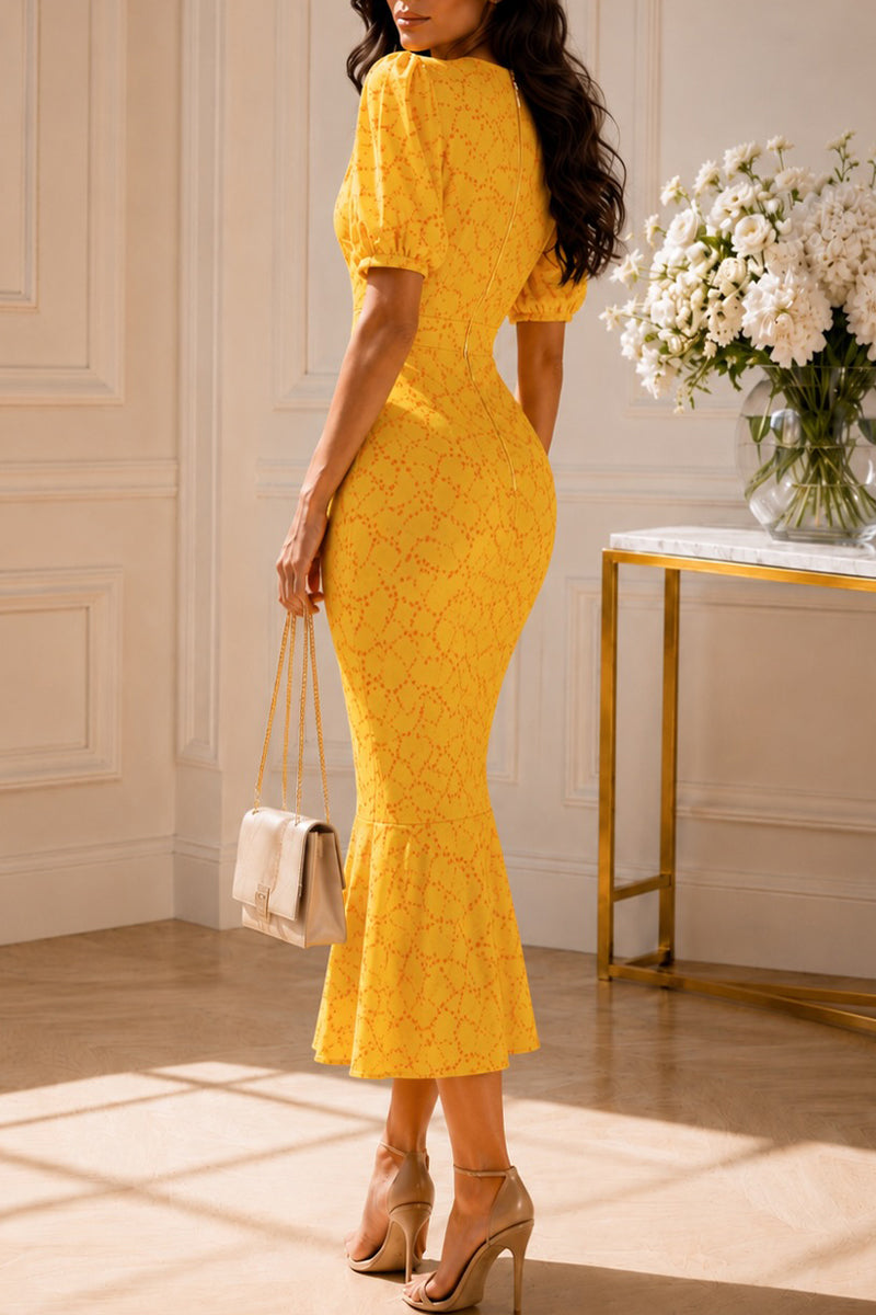 Women's V-neck Printed Patchwork Slim Fit Elegant Temperament Dress