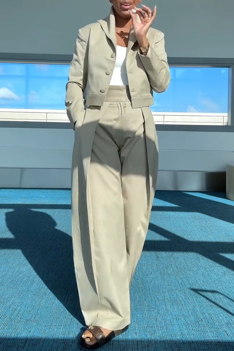 Women's Collar Jacket+ Pants Casual Suit with Temperament