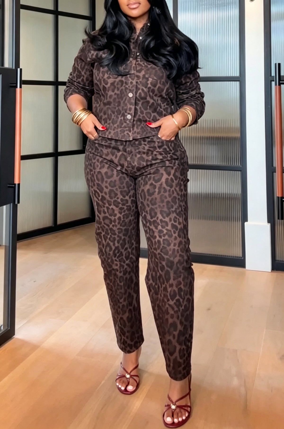 Women's Fashion Party Leopard Short Shirt or Pants