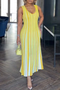 Women's U-neck Colorful Vertical Elegant Casual Dress