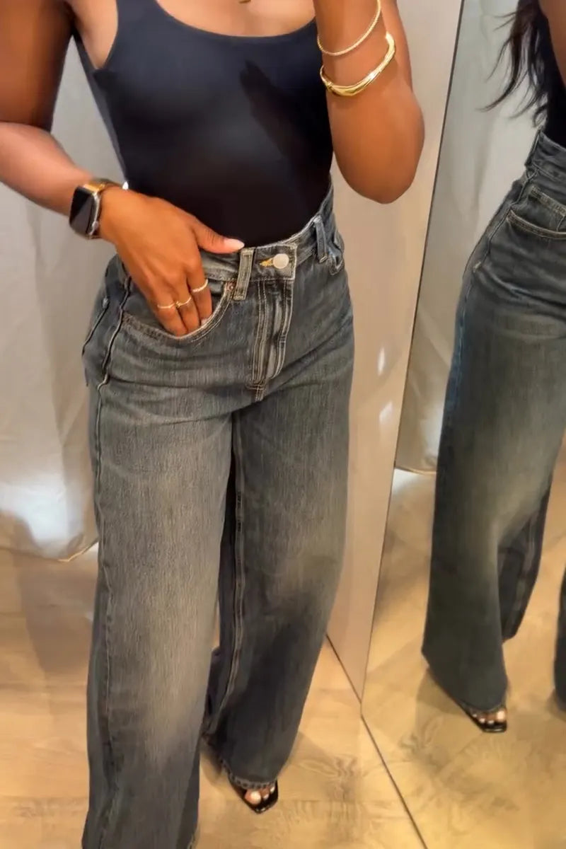 Women's Casual Classic Wide Leg Jeans