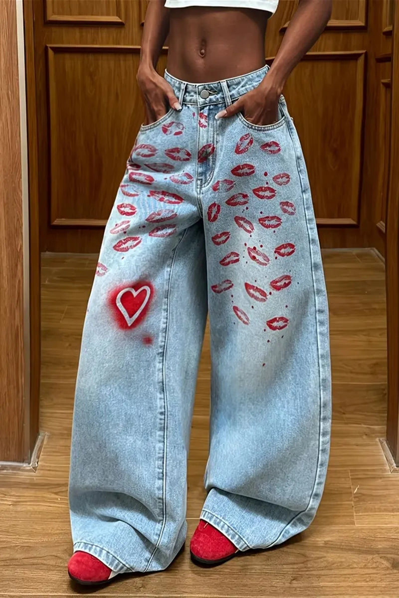 Women's Casual Rhinestone Rivet Decoration Jeans