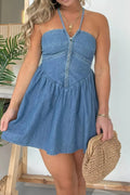 Women's Sexy Backless Denim Mini Skirt