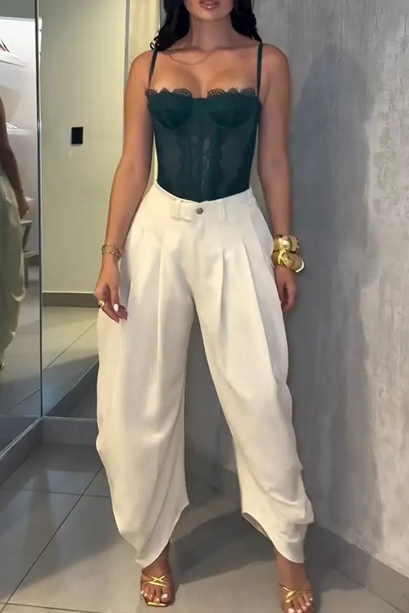 Ladies' Pleated Detail Wide-Leg Pants