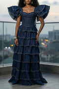 Ladies' Fashionable Casual Washed Long Dress Denim Dress
