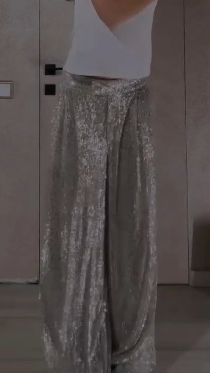 Womens Shimmering Casual Pants