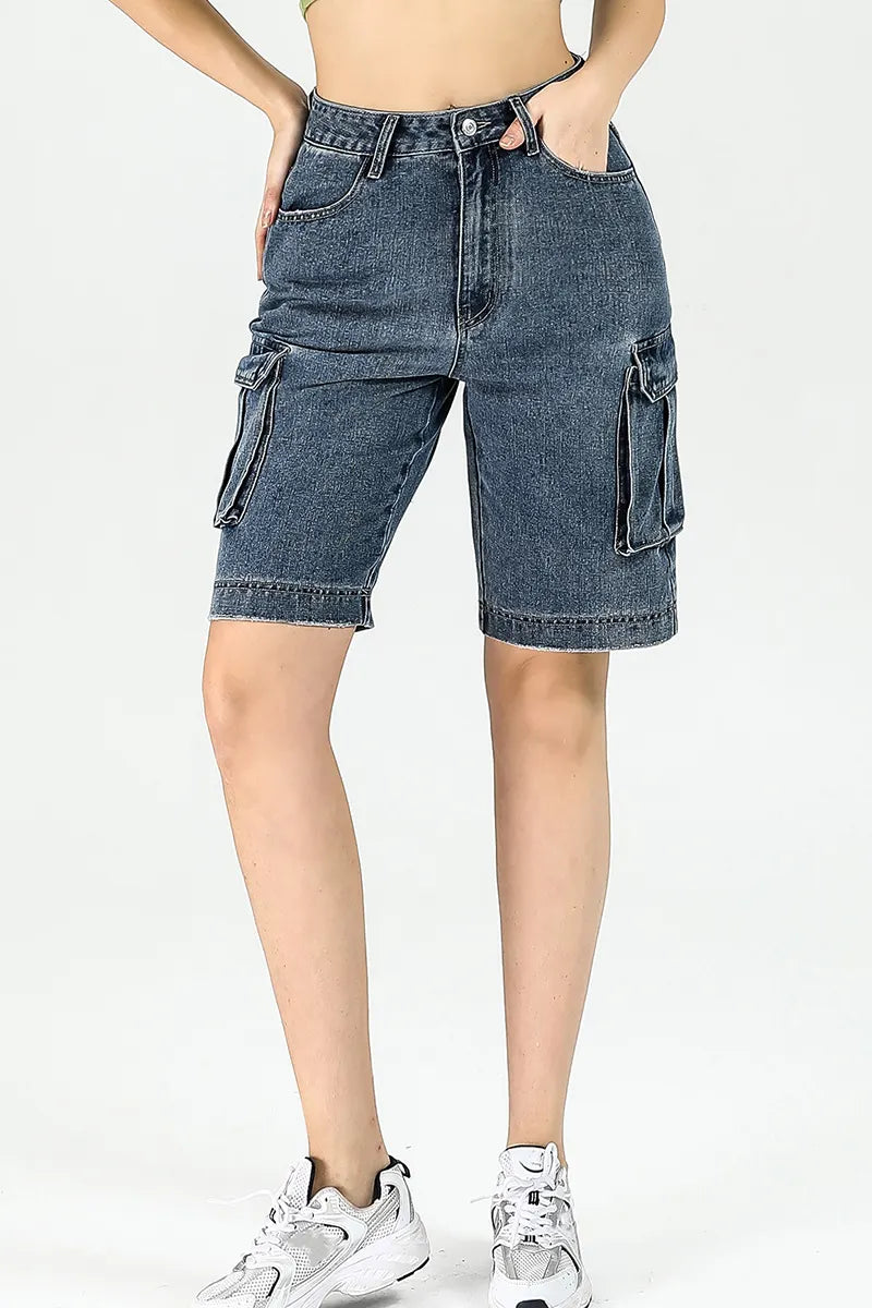 Women's Street Straight Leg Washed Denim Shorts