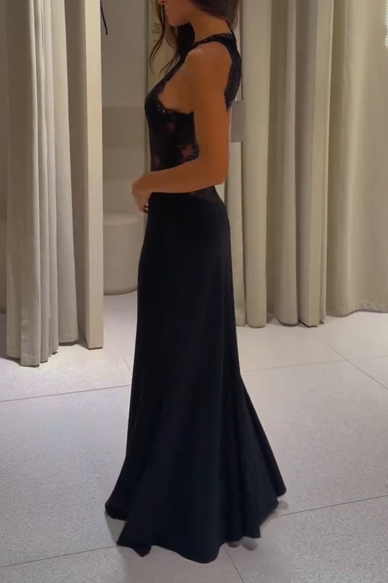 Women's Sexy Lace Patchwork Maxi Dress