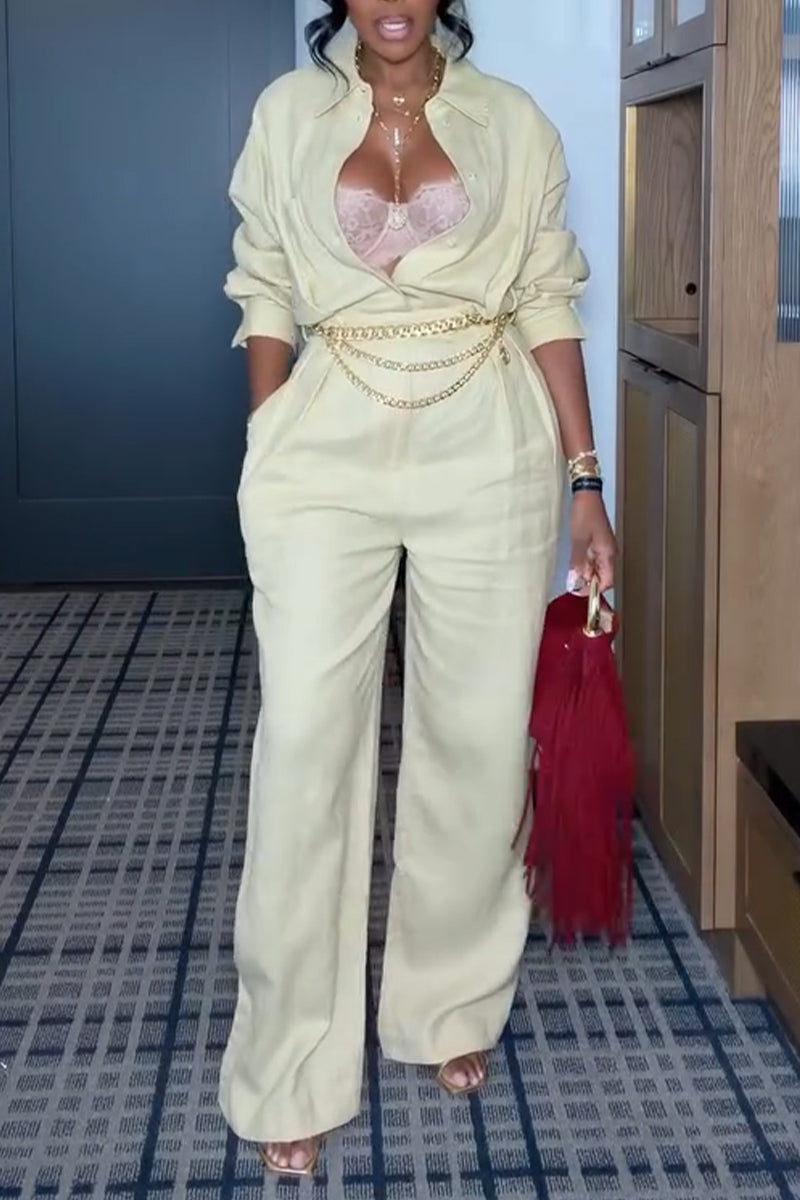 Women's Collar Patchwork Solid Color Elegant Casual Jumpsuit