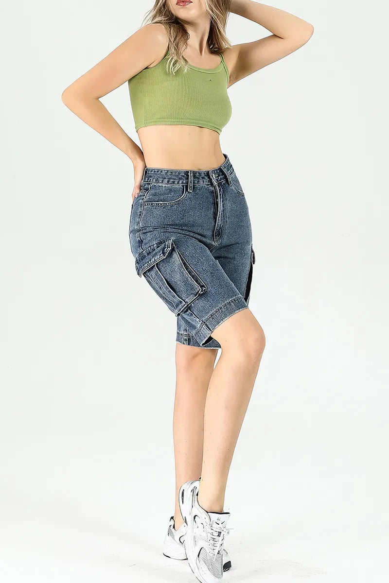 Women's Street Straight Leg Washed Denim Shorts