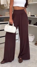 Women Solid Color Casual Wide Leg Pants