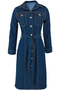 Women's Versatile Stretch Denim Midi Dress